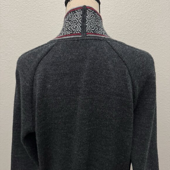 Dale of Norway Sweater Size Medium Open Front Long Belted Gray Cardigan - Picture 8 of 16